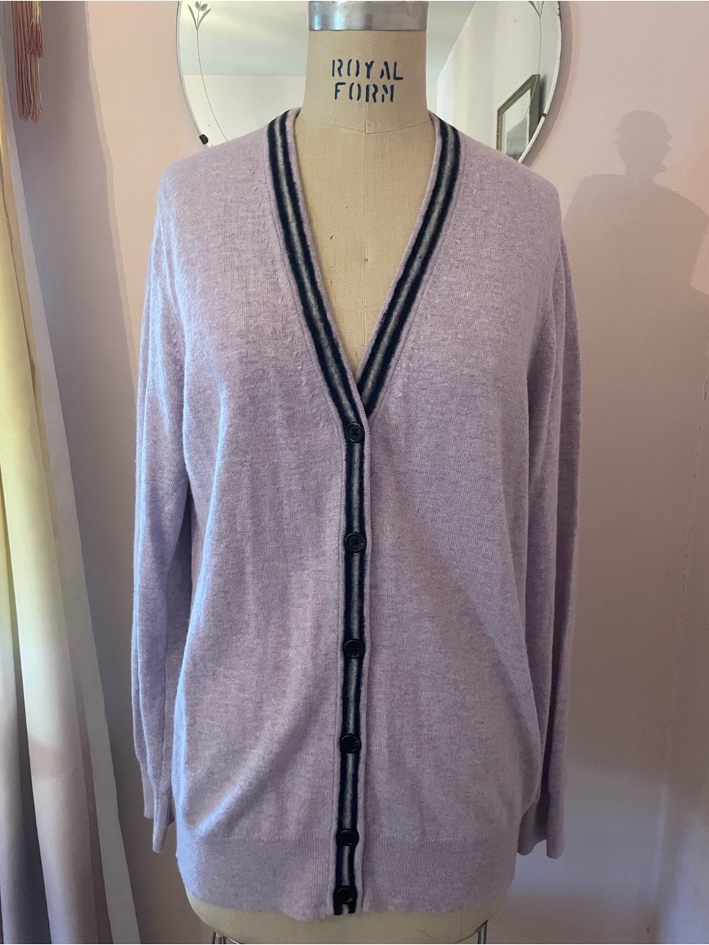J. Crew Button-Front V-Neck Cardigan with contrast Trim